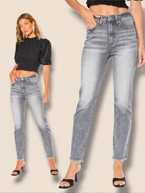 Juicy Couture Venice Women's Gray Marble Wash High-Rise Frayed Hem Jeans